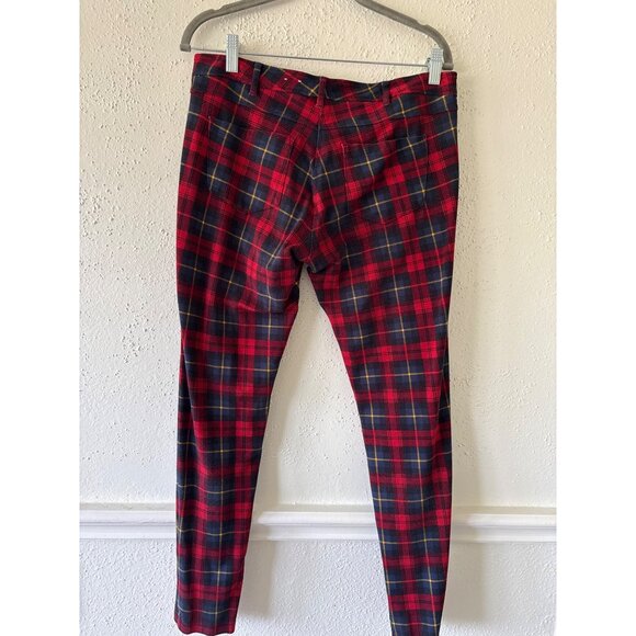 J. McLaughlin Becca Leggings Regiment Plaid Size 8 Red & Black Stretch Womens - Picture 13 of 13